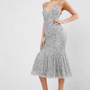 ASOS Red Carpet Silver Sequin NYE Midi